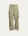 Golden Goose Military Green Viscose Cargo Trousers In Kalamata