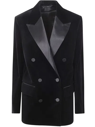 Golden Goose Journey Boyfriend Double Breasted Velvet Jacket In Black