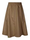 Golden Goose Flared Skirt With Zip In Light Brown Women In Beige