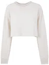 Golden Goose "journey W`s" Cropped Crew Neck Sweatshirt Overprinted Cotton Fleece Vintage Treatment  In Neutral
