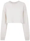 Golden Goose "journey W`s" Cropped Crew Neck Sweatshirt Overprinted Cotton Fleece Vintage Treatment  In Neutral