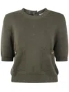 Golden Goose "journey W`s" Cropped Knit Octavia Crewn Neck With Pocket In Pure Cotton Clothing In Gray