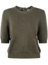 Golden Goose "journey W`s" Cropped Knit Octavia Crewn Neck With Pocket In Pure Cotton Clothing In Gray