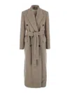 Golden Goose Journey Ws Double Breasted Coat With Detachable Belt Casentino Wool In Gold