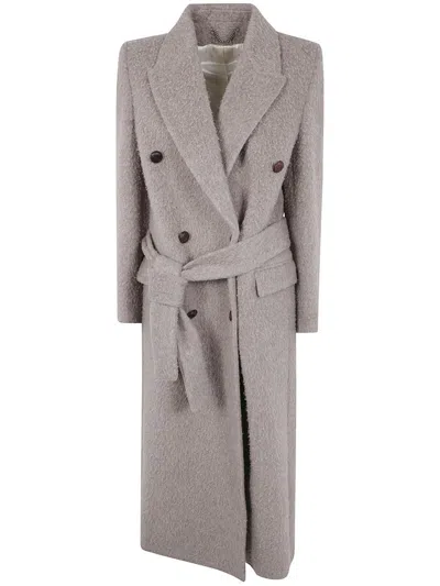 Golden Goose Double Breasted Coat Detachable Belt In Brown