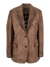Golden Goose Journey Ws Elasticated Jacket Opalette Removed Calf Leather In Brown