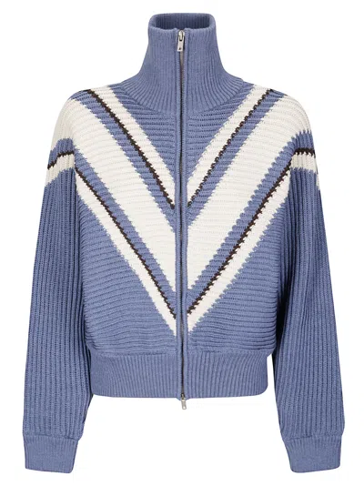 Golden Goose Journey Ws Full Zip Odilia Knit Jacquard V Style In Purple