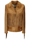 Golden Goose Journey Ws Jacket With Fringes In Waxed Calf Leat In Brown
