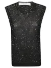 Golden Goose Sleeveless Top Round Neck Sequin Embellishments In Black