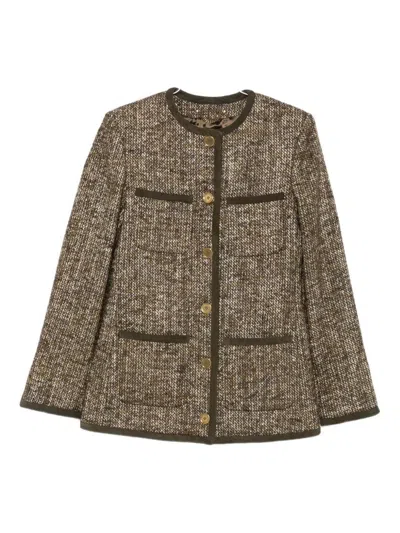 GOLDEN GOOSE GOLDEN GOOSE "JOURNEY W`S" LONG BOXY JACKET W PATCH POCKETS AND LEATHER DETAILS CLOTHING