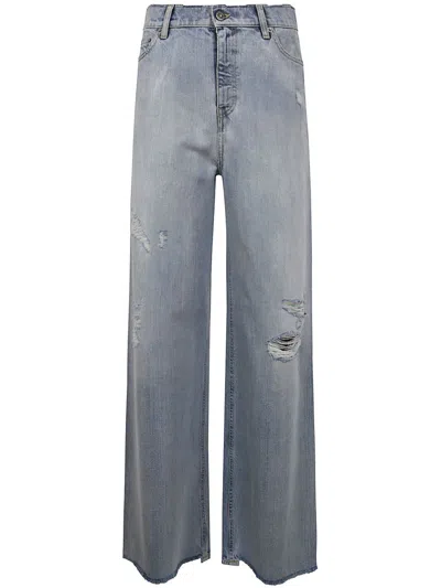 Golden Goose Journey W`s Melody Boyfriend Pant Destoyed Bleached Denim Clothing In Blue