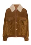 Golden Goose Journey Ws Over Leather Jacket In Brown