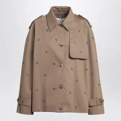 GOLDEN GOOSE GOLDEN GOOSE JOURNEY W`S OVER SHORT TRENCH COAT NOA HEAVY COTTON GABARDINE CRYSTALS EMBELLISHMENT