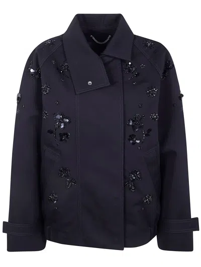 Golden Goose "journey W`s" Over Short Trench Coat Padma Heavy Cotton W In Blue