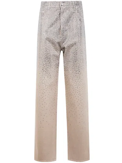 Golden Goose Pale Khaki Crystal Trousers In Brown