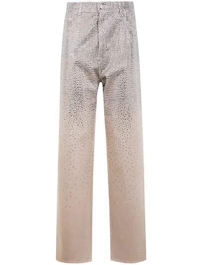 Golden Goose "journey W`s" Pant Kim Cotton Denim Full Sky Wash With Crystall Degrade` In Neutral