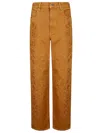 Golden Goose Journey Ws Pant Kim Long Leg Garment Dyed Embroid In Brown