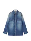 Golden Goose Deluxe Brand Women Oversized Shirt With Denim Print In Blue