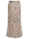 Golden Goose Floral Pleated Midi Skirt Sequins In Brown
