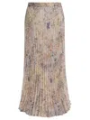 Golden Goose Floral Pleated Midi Skirt Sequins In Brown
