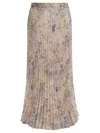 Golden Goose Floral Pleated Midi Skirt Sequins In Brown