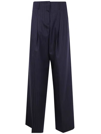 Golden Goose Tailored Wide Leg Pinstripe Trousers In Blue