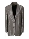 Golden Goose Journey Over Jacket In Pied De Poule Pailletes In Red