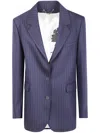 Golden Goose "journey W`s" Single Breast Over Jacket Pinstripe Clothing In Blue