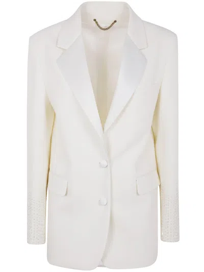 Golden Goose Journey W`s Single Breasted Over Jacket Viscose Wool Crepe W Satin Lapel & Beads Embroi