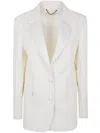 Golden Goose Journey W`s Single Breasted Over Jacket Viscose Wool Crepe W Satin Lapel & Beads Embroidery In White