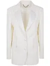 Golden Goose Journey W`s Single Breasted Over Jacket Viscose Wool Crepe W Satin Lapel & Beads Embroidery In White