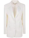 Golden Goose Journey W`s Single Breasted Over Jacket Viscose Wool Crepe W Satin Lapel & Beads Embroidery In Papyrus