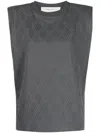 Golden Goose Sleeveless T-shirt With Diamond Pattern And Subtle Embellishments In Grey