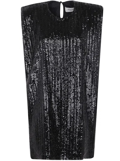 Golden Goose Journey W`s Sleeveless Tee Dress With Shoulderpads Full Sequins Clothing