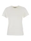Golden Goose Journey Ws Slim Long T-shirt Burned Out Jersey Knitted Rib With Floc Print In Neutral