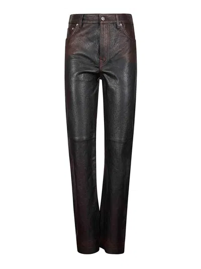 Golden Goose Journey Ws Straight Pant Peg Nappa Leather In Neutral
