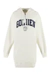 Golden Goose White Sweatshirt Dress With Hood And Golden Patch