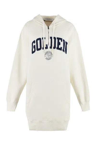 GOLDEN GOOSE GOLDEN GOOSE JOURNEY W`S SWEATSHIRT HOODIE DRESS W/ZIP GOLDEN PATCH