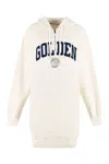 Golden Goose White Sweatshirt Dress With Hood And Golden Patch In White