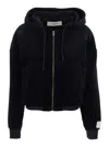 Golden Goose Journey Ws Zip Up Hoodie Crop Bomber Double Chenille Jersey Laser Print In Black