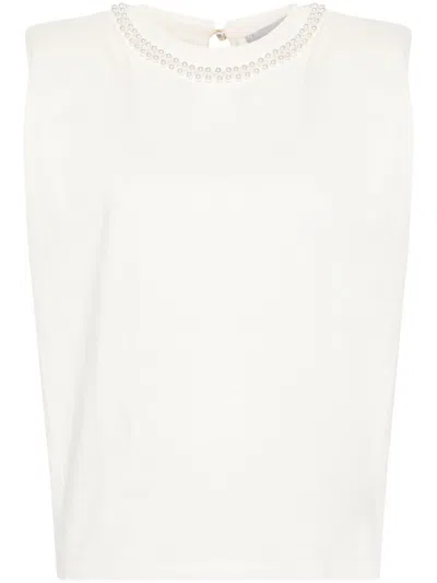 Golden Goose Journey W`s Sleeveless Padded Shoulders T-shirt Clothing In 11560 Heritage White