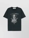 Golden Goose Grey T-shirt With Graphic Print On The Front And Details With Tears In Cotton Man In Black