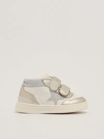 Golden Goose Kids' June Basket Sneaker In Bianco-platino