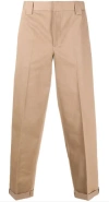 Golden Goose Khaki Beige Cotton Blend Trousers In Neutral