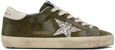 Golden Goose Khaki Super-star Sneakers In 35878 Olive Night/cr
