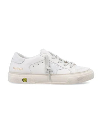 Golden Goose Kid - May Nappa Sneakers In Optic White