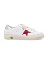 Golden Goose Kid - May Upper Glitter In White/fuchsia