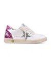 Golden Goose White Leather Ball Star Sneakers With Silver/pink Glitter In White