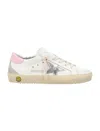 Golden Goose Kids Super-star White And Pink Leather Sneakers In White