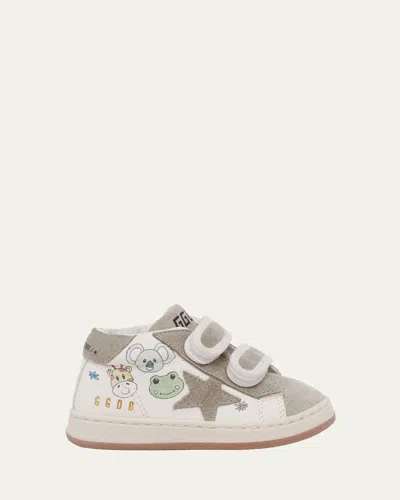 Golden Goose Kid's June Nappa Leather Suede Star Sneakers, Baby/toddlers In White/ice/multicolor